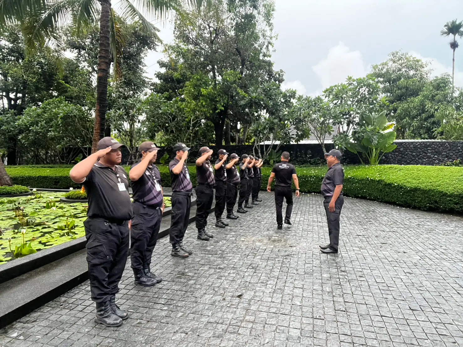 SGS shift supervisor inspecting the guard line at Anchan Villas, Thalang
